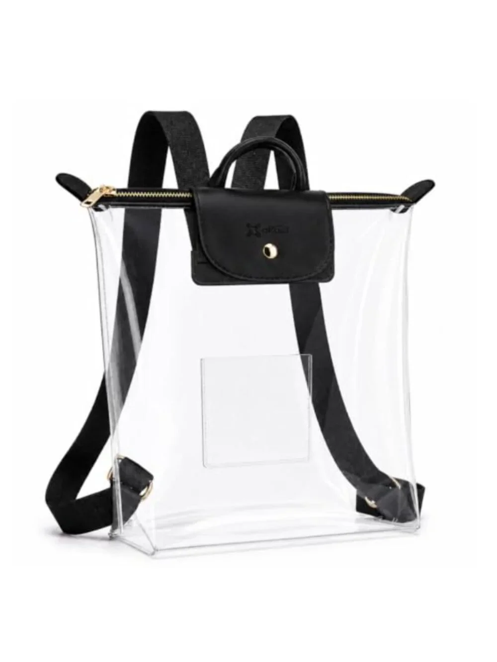 Clear Backpack Stadium Approved with PU Leather Flap